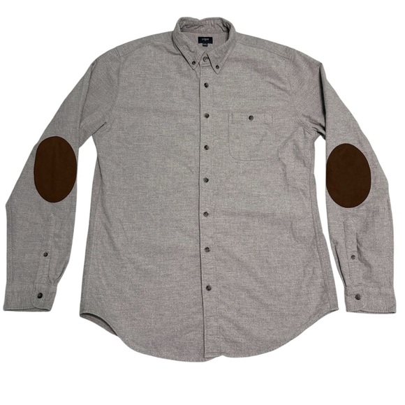 J. Crew Other - J. Crew Gray Casual Button Down Shirt with Brown Elbow Patches Size L-T